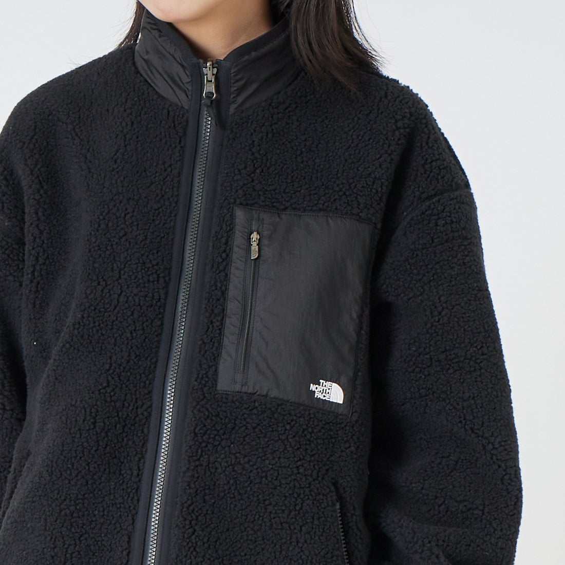 THE NORTH FACE [ザ ノースフェイス] リバーシブル エクストリームパイルフリースジャケット [NP72536] K &&モデル身長：162cm 着用サイズ：S&&