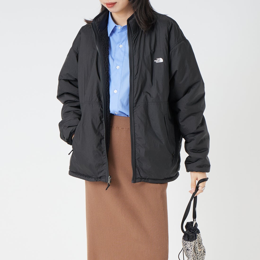 THE NORTH FACE [ザ ノースフェイス] リバーシブル エクストリームパイルフリースジャケット [NP72536] K &&モデル身長：162cm 着用サイズ：S&&