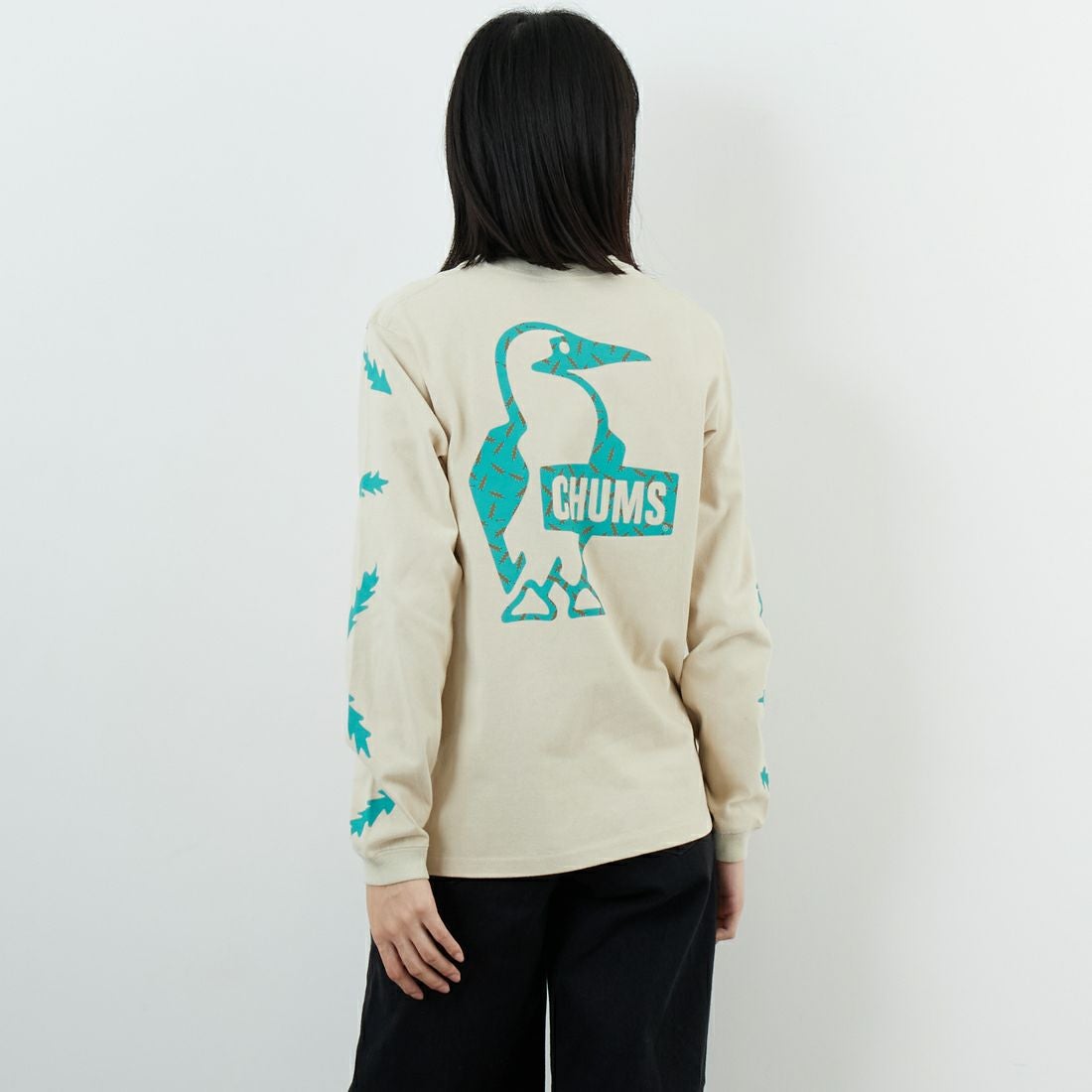 CHUMS [チャムス] パターンブラッシュドロングスリーブTシャツ [CH11-2636] G057 GREIG &&モデル身長：162cm 着用サイズ：WM&&