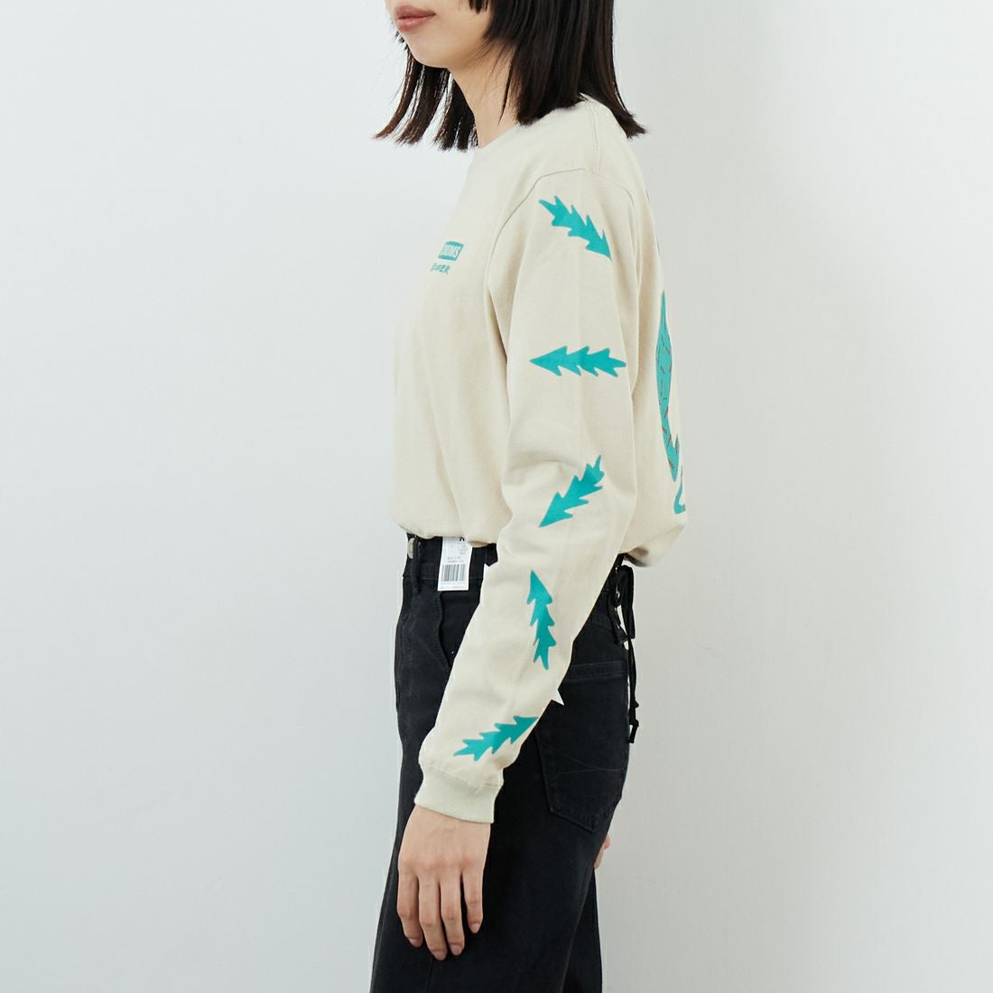 CHUMS [チャムス] パターンブラッシュドロングスリーブTシャツ [CH11-2636] G057 GREIG &&モデル身長：162cm 着用サイズ：WM&&