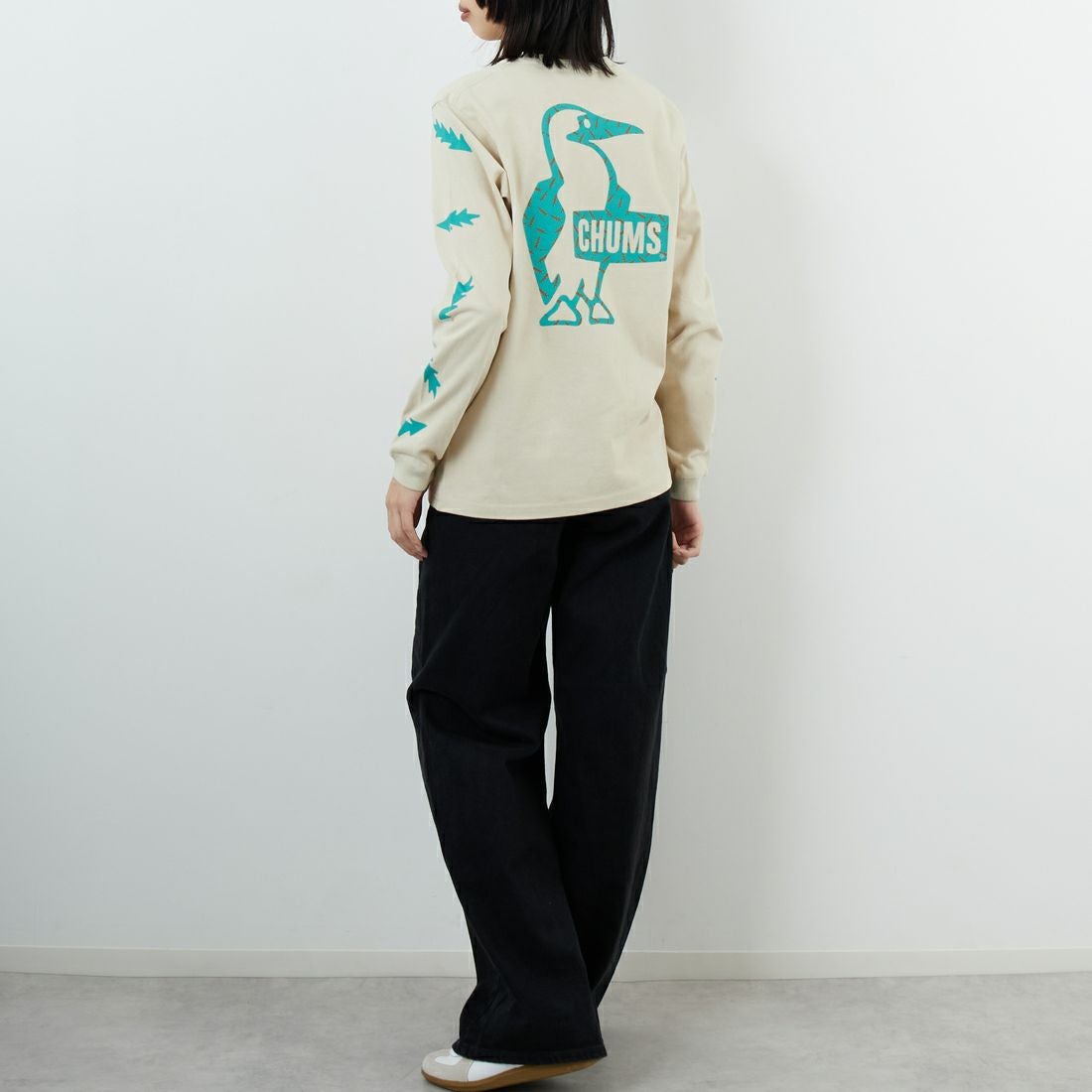 CHUMS [チャムス] パターンブラッシュドロングスリーブTシャツ [CH11-2636] G057 GREIG &&モデル身長：162cm 着用サイズ：WM&&