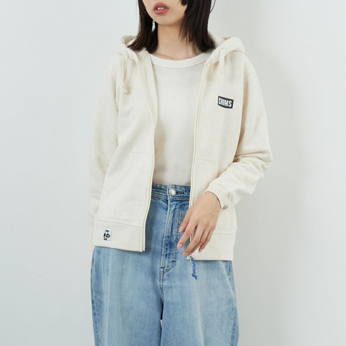 CHUMS [チャムス] ブービーロゴジップパーカー [CH10-1522] W095 H.NA/ &&モデル身長：162cm 着用サイズ：WM&&