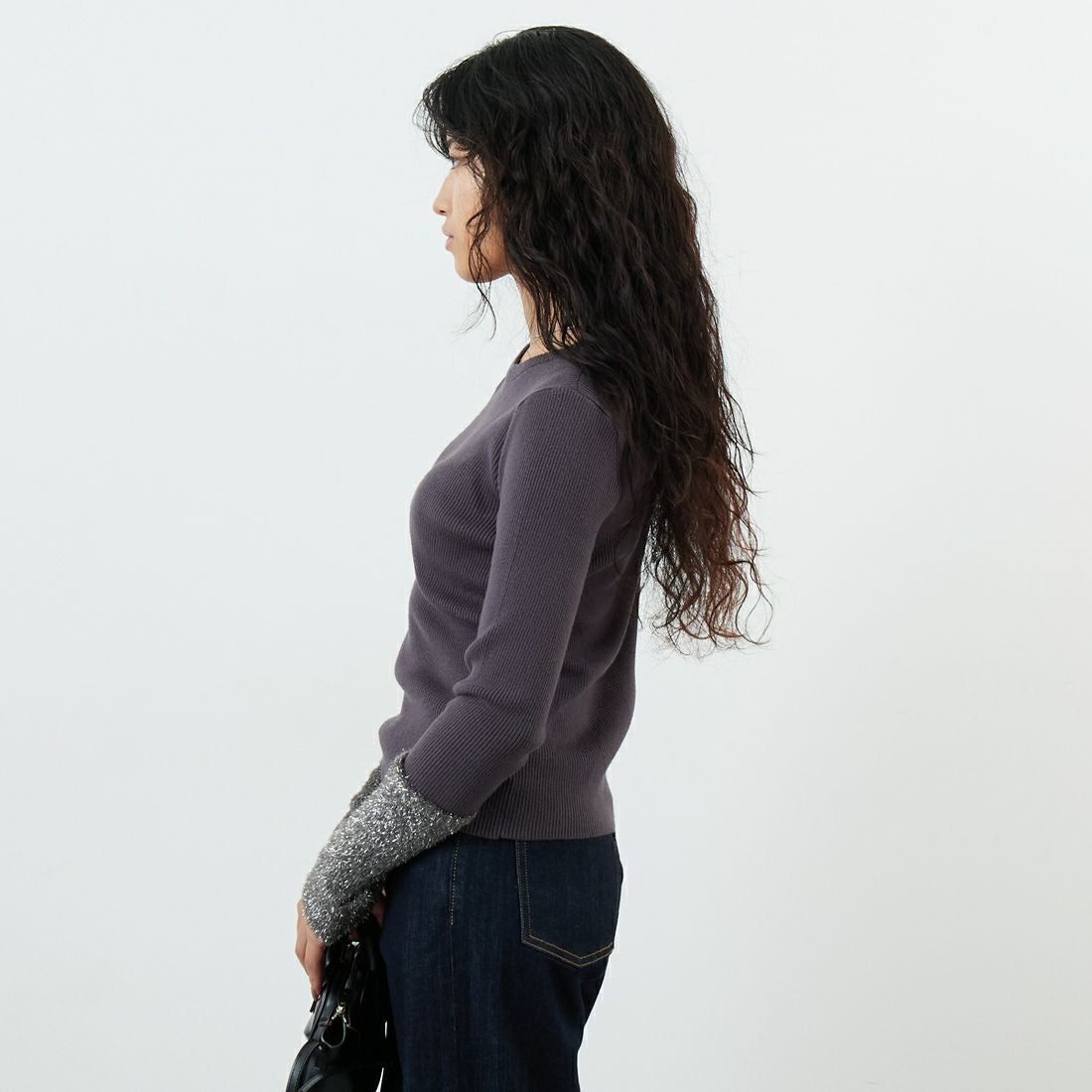 Jf Ready Made [ジェイエフレディメイド] ラメシャギーアームウォーマーニット [986-14102] ｸﾞﾚｰｼﾞｭ &&モデル身長：162cm 着用サイズ：F&&