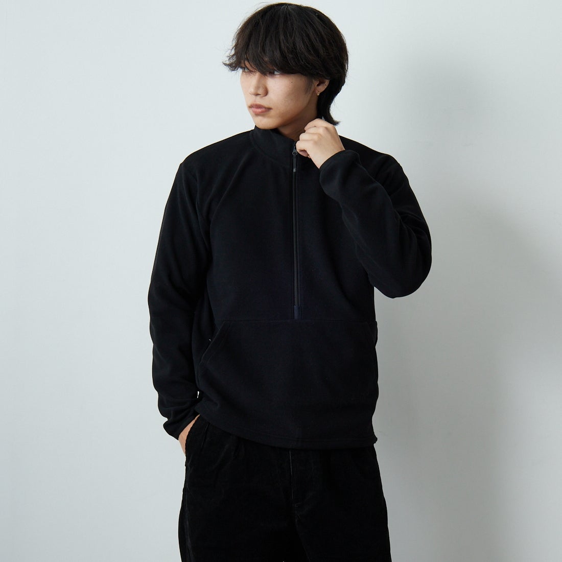 Goldwin [ゴールドウィン] ポーラテックパワーストレッチ ハーフジッププルオーバー [GL34313] BK &&モデル身長：179cm 着用サイズ：2&&