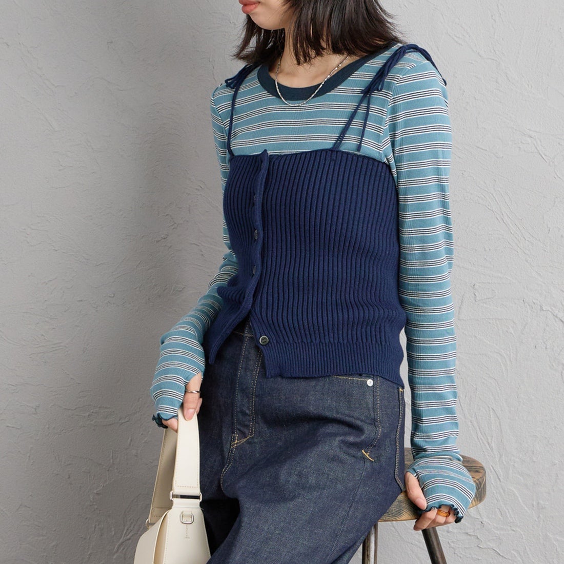 16 NAVY&&モデル身長：162cm 着用サイズ：F&&