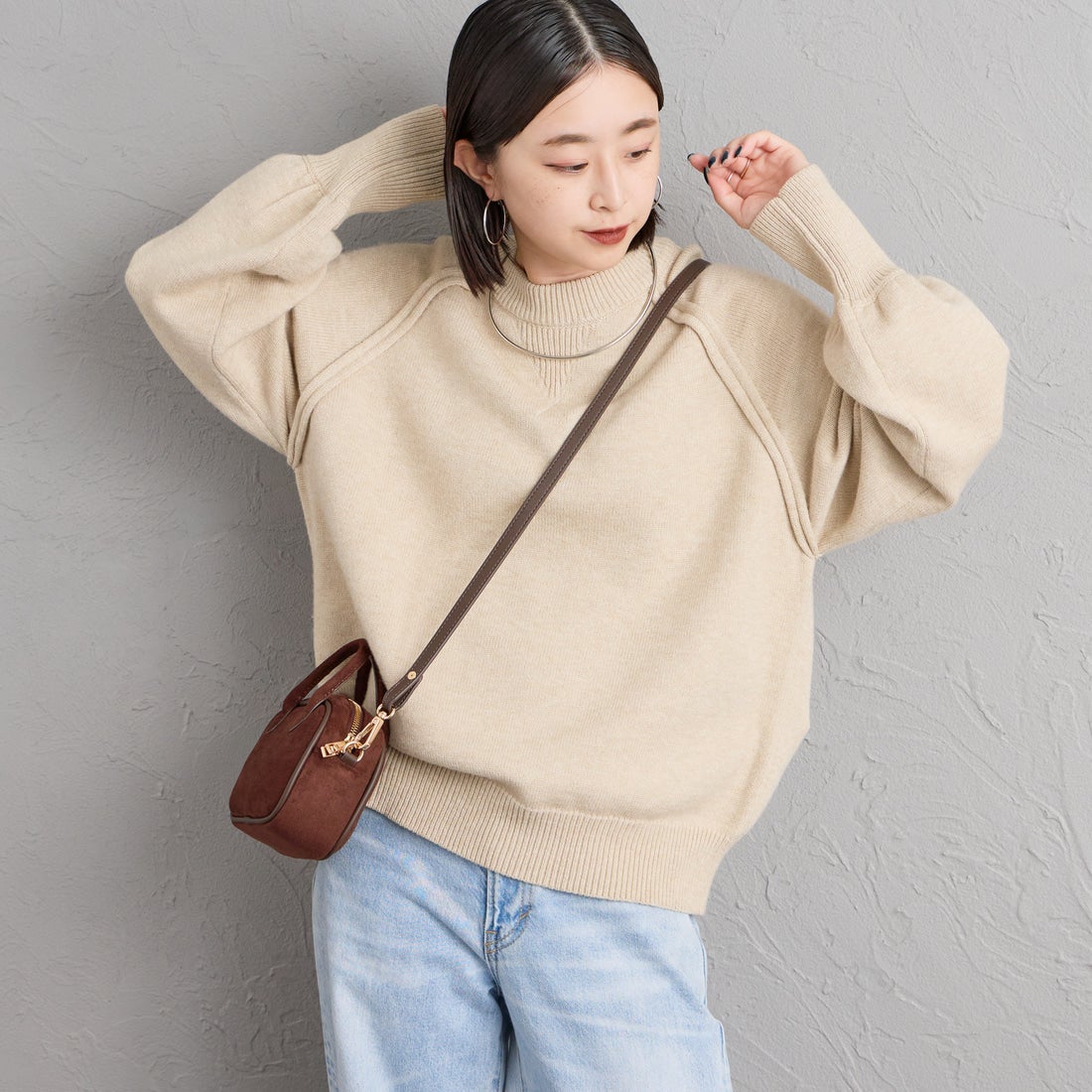 22 BEIGE&&モデル身長：150cm 着用サイズ：F&&