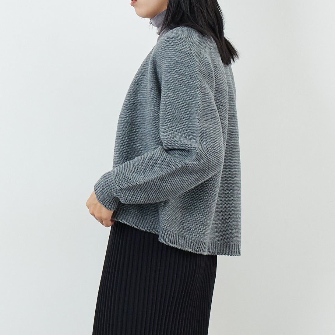 Jeans Factory Clothes [ジーンズファクトリークローズ] ホールガーメントカーディガン [113-2049] ｸﾞﾚｰ &&モデル身長：167cm 着用サイズ：1&&