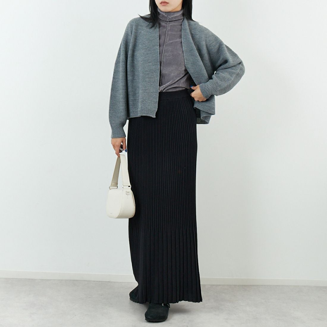 Jeans Factory Clothes [ジーンズファクトリークローズ] ホールガーメントカーディガン [113-2049] ｸﾞﾚｰ &&モデル身長：167cm 着用サイズ：1&&