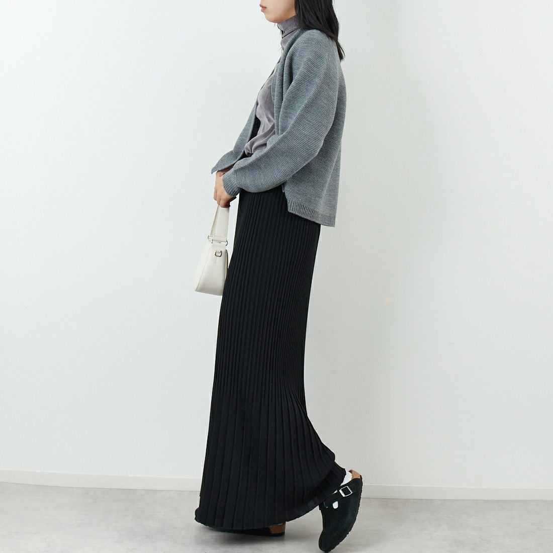 Jeans Factory Clothes [ジーンズファクトリークローズ] ホールガーメントカーディガン [113-2049] ｸﾞﾚｰ &&モデル身長：167cm 着用サイズ：1&&