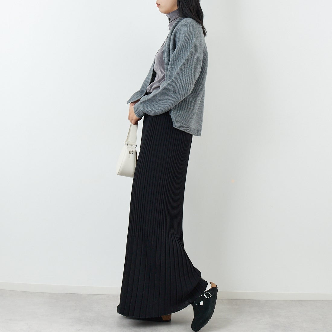 Jeans Factory Clothes [ジーンズファクトリークローズ] ホールガーメントカーディガン [113-2049] ｸﾞﾚｰ &&モデル身長：167cm 着用サイズ：1&&
