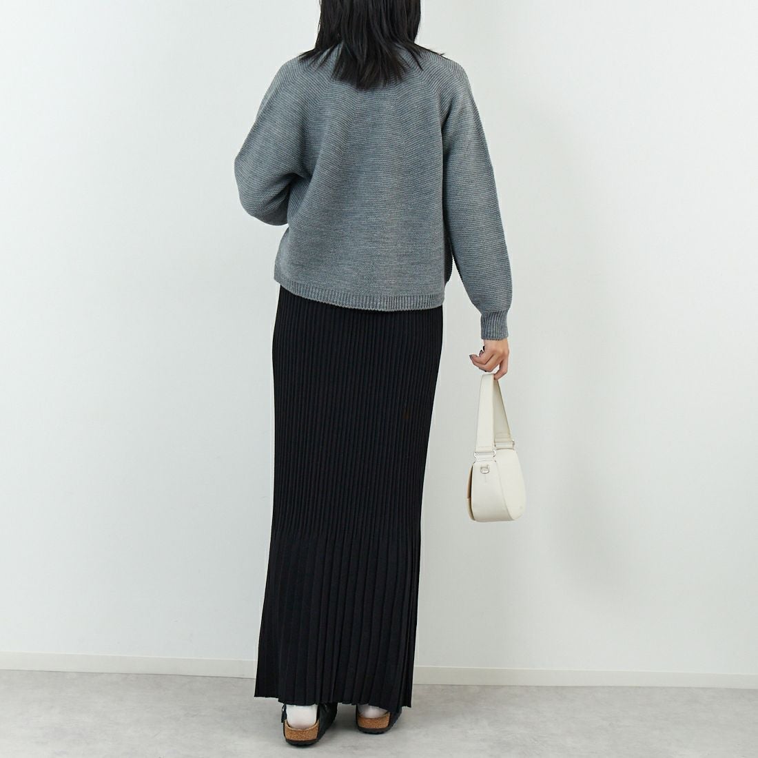 Jeans Factory Clothes [ジーンズファクトリークローズ] ホールガーメントカーディガン [113-2049] ｸﾞﾚｰ &&モデル身長：167cm 着用サイズ：1&&