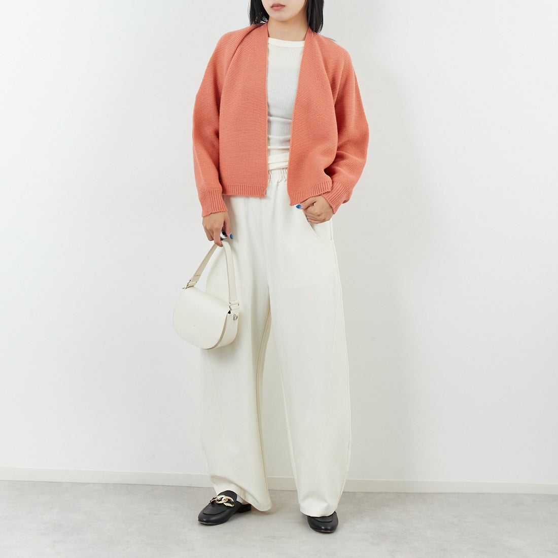 Jeans Factory Clothes [ジーンズファクトリークローズ] ホールガーメントカーディガン [113-2049] ﾋﾟﾝｸ &&モデル身長：167cm 着用サイズ：1&&