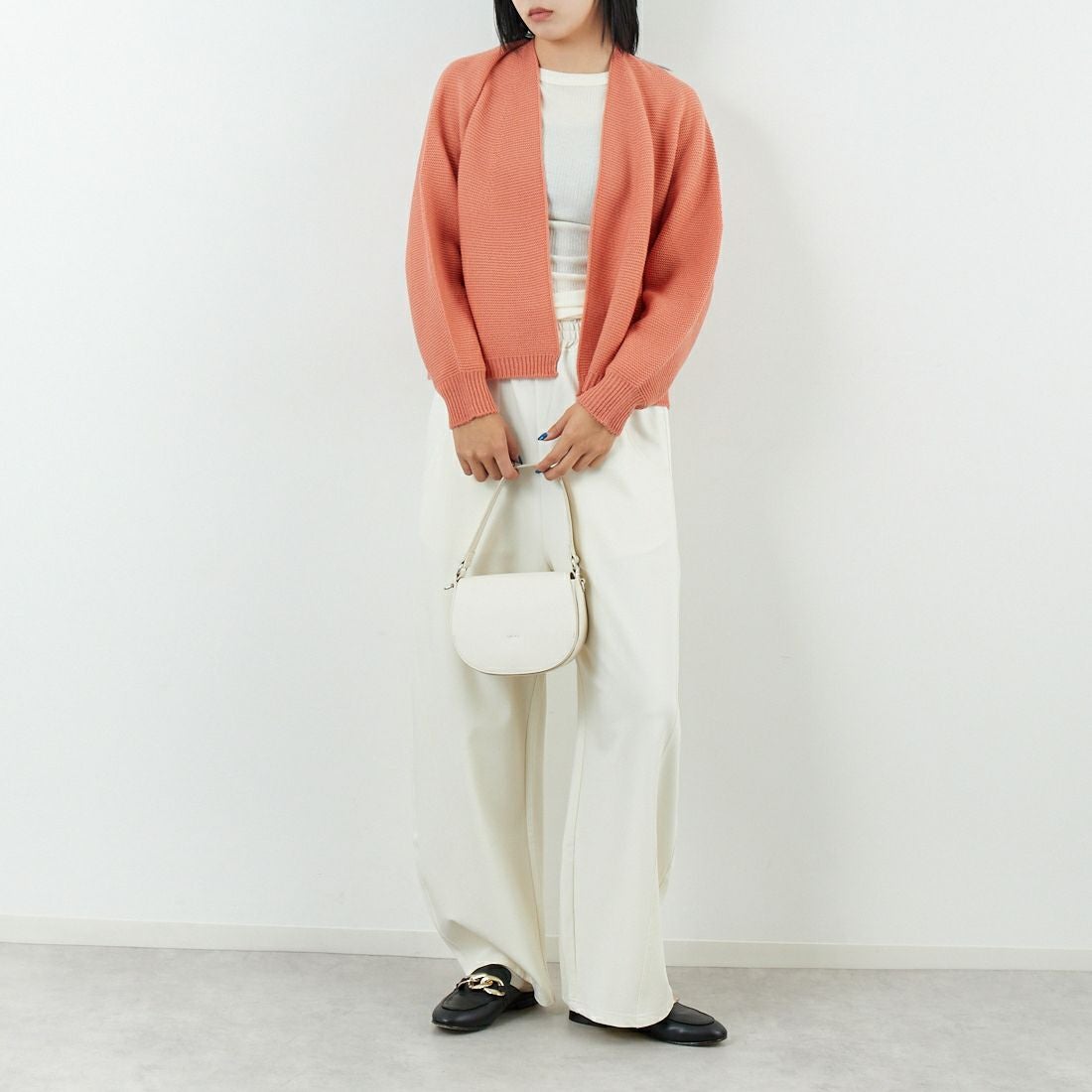 Jeans Factory Clothes [ジーンズファクトリークローズ] ホールガーメントカーディガン [113-2049] ﾋﾟﾝｸ &&モデル身長：167cm 着用サイズ：1&&