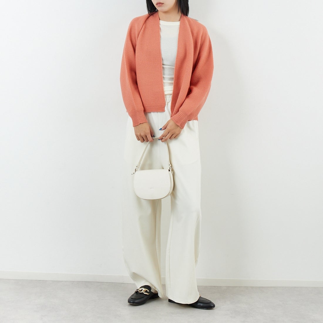 Jeans Factory Clothes [ジーンズファクトリークローズ] ホールガーメントカーディガン [113-2049] ﾋﾟﾝｸ &&モデル身長：167cm 着用サイズ：1&&