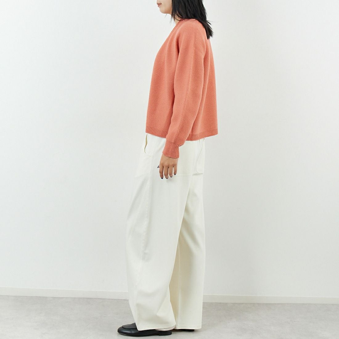 Jeans Factory Clothes [ジーンズファクトリークローズ] ホールガーメントカーディガン [113-2049] ﾋﾟﾝｸ &&モデル身長：167cm 着用サイズ：1&&