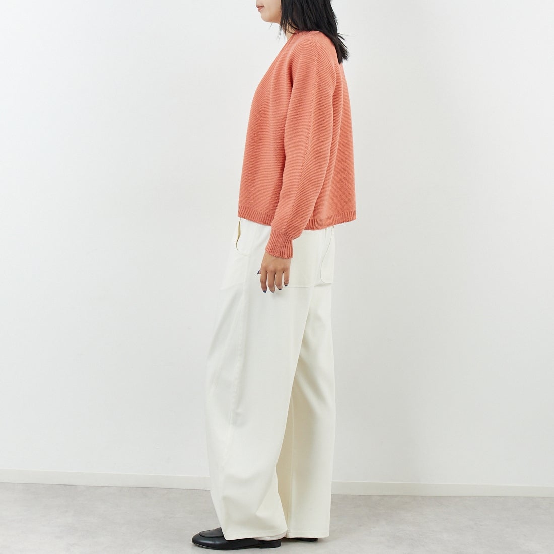 Jeans Factory Clothes [ジーンズファクトリークローズ] ホールガーメントカーディガン [113-2049] ﾋﾟﾝｸ &&モデル身長：167cm 着用サイズ：1&&