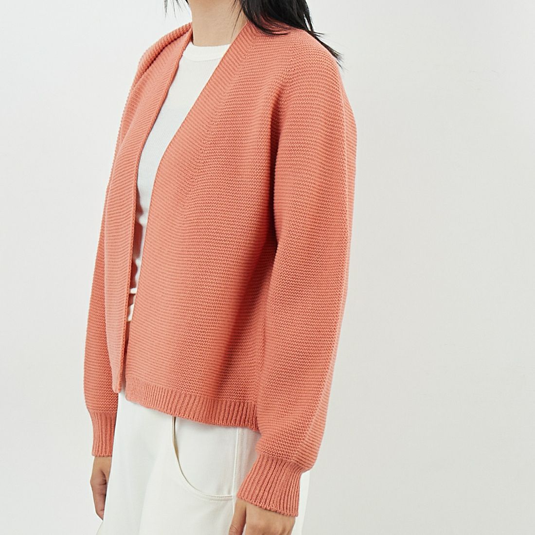 Jeans Factory Clothes [ジーンズファクトリークローズ] ホールガーメントカーディガン [113-2049] ﾋﾟﾝｸ &&モデル身長：167cm 着用サイズ：1&&