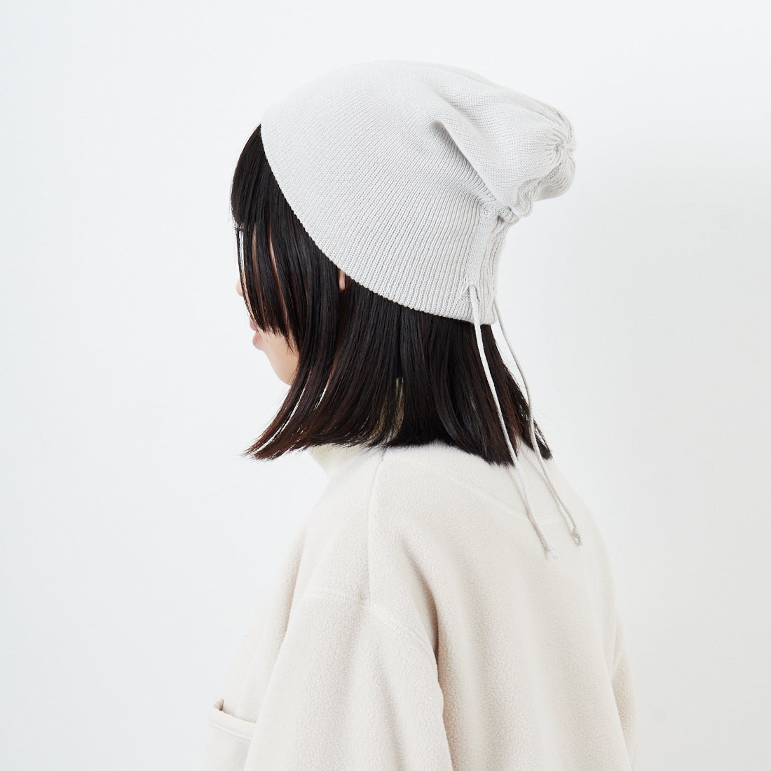 RACAL [ラカル] シャーリングビーニー [RL-25-026W] WHITE GRAY &&モデル身長：162cm 着用サイズ：F&&