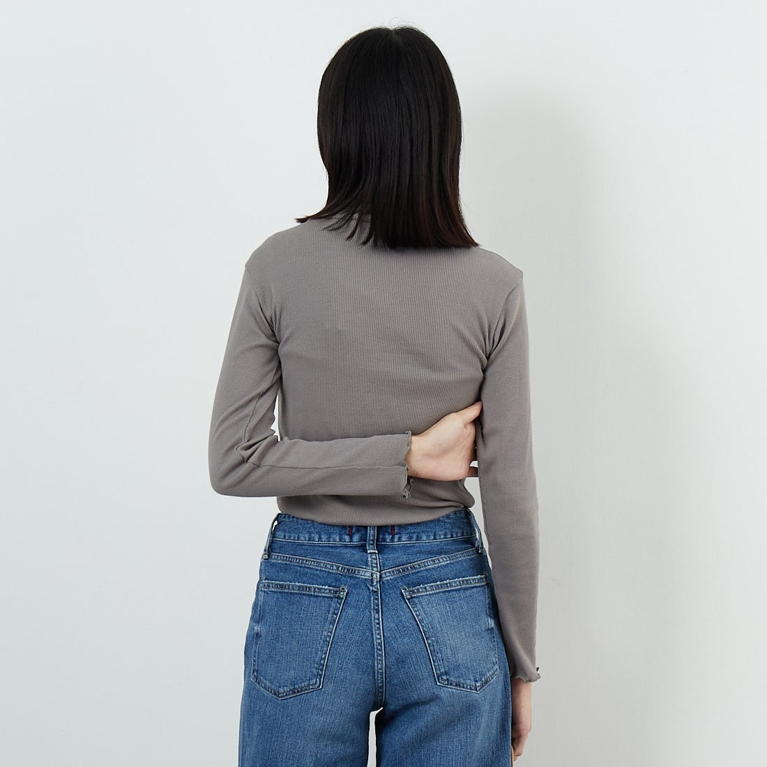 tumugu: [ツムグ] コットンノヴァテレコ フリルハイネックカットソー [TC20103] 84 GRAY