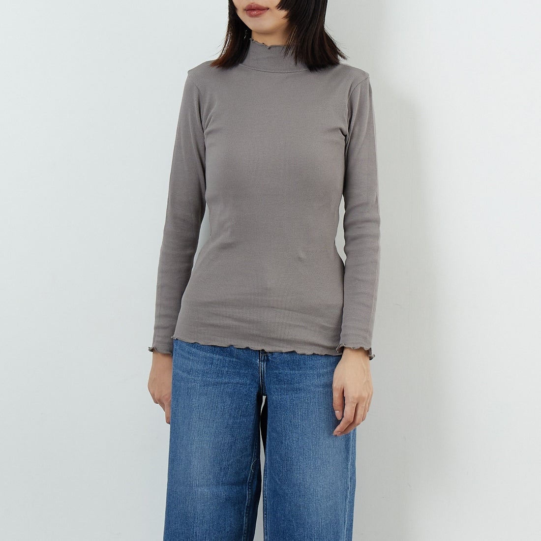 tumugu: [ツムグ] コットンノヴァテレコ フリルハイネックカットソー [TC20103] 84 GRAY