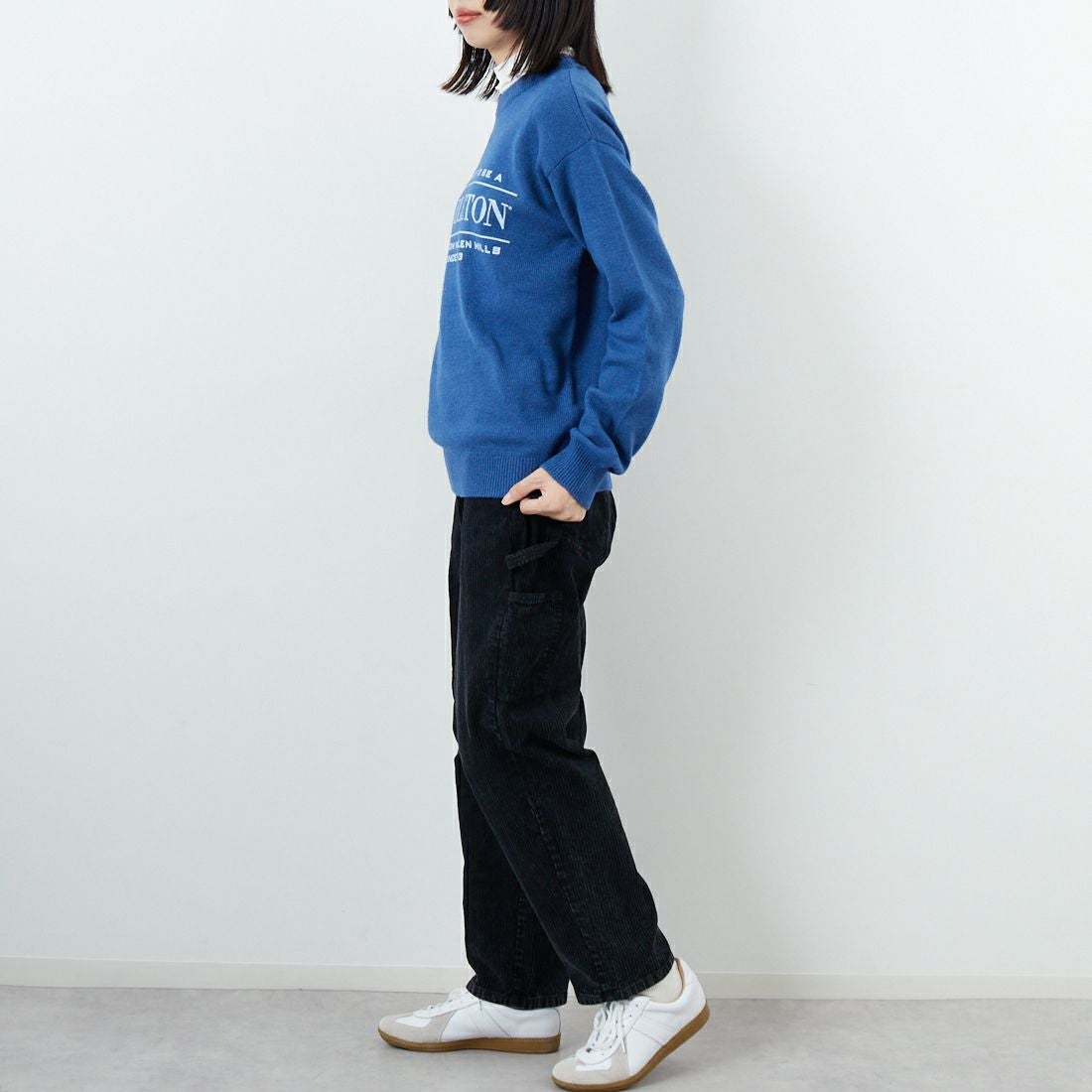 PENDLETON [ペンドルトン] ロゴプリントクルーネックニット [5575-2002] 61 D.BLUE &&モデル身長：162cm 着用サイズ：S&&