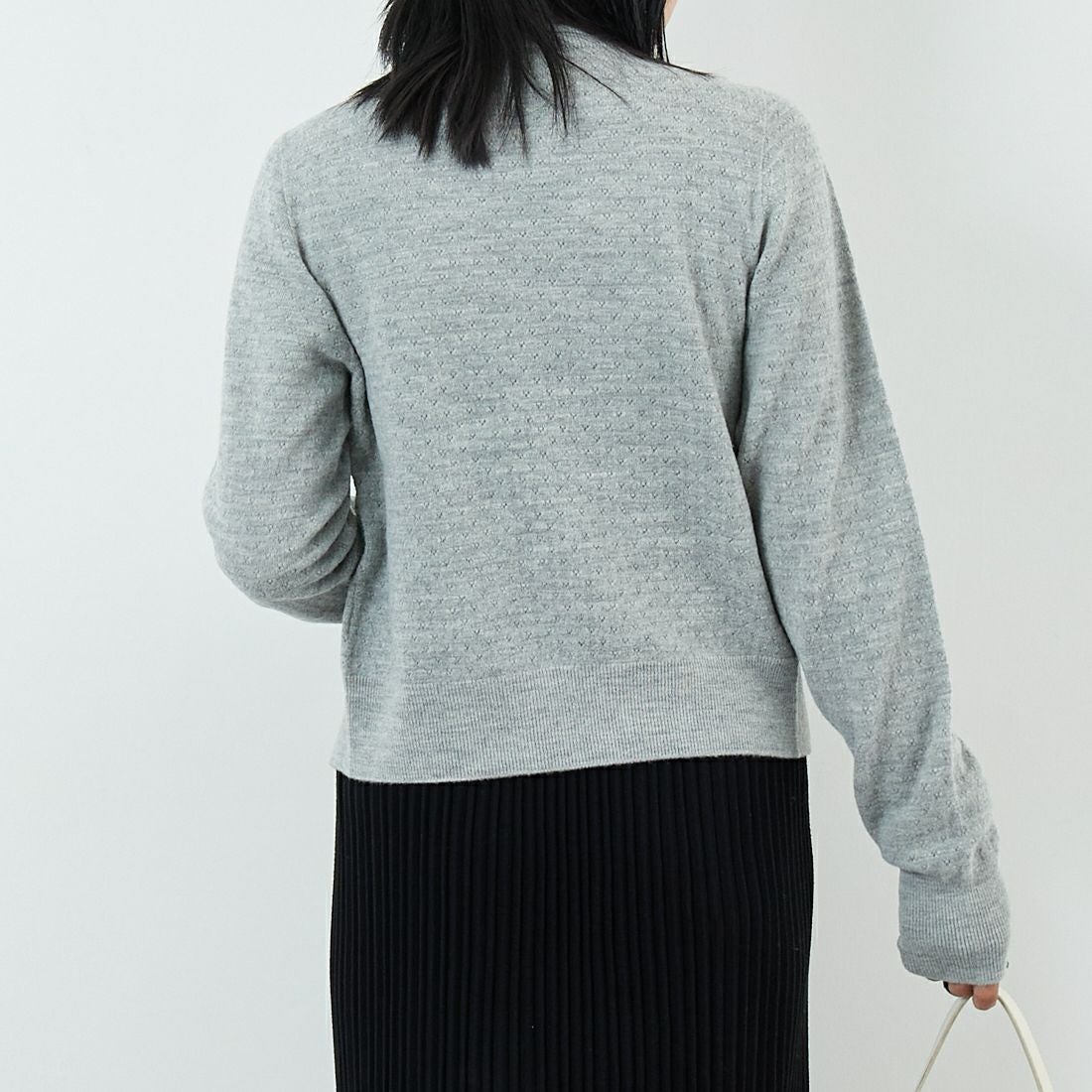 RhodolirioN [ロドリリオン] ボイルニット リボンカーディガン [RV1061] A H.GREY &&モデル身長：167cm 着用サイズ：ONE SIZE&&