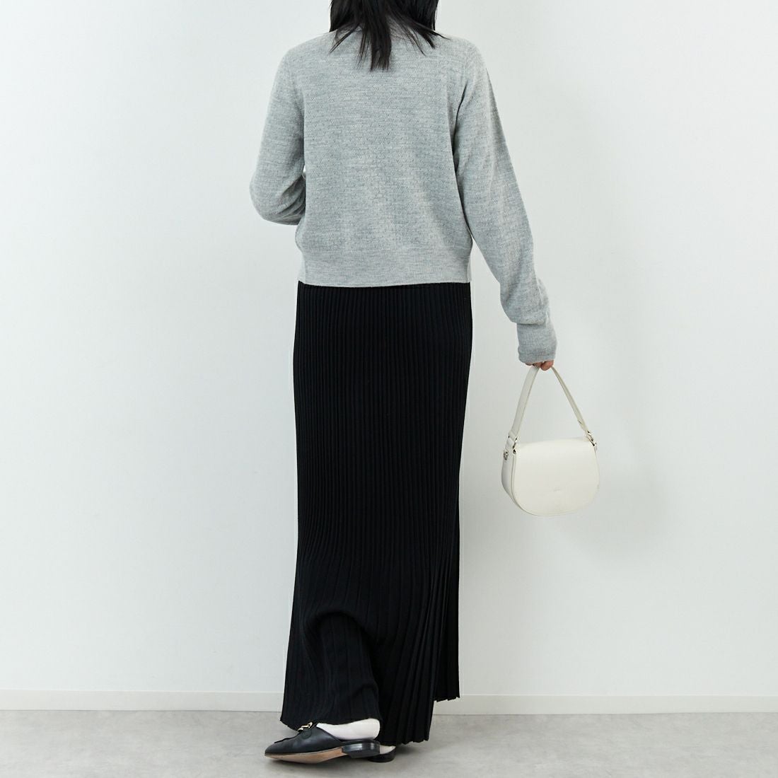 RhodolirioN [ロドリリオン] ボイルニット リボンカーディガン [RV1061] A H.GREY &&モデル身長：167cm 着用サイズ：ONE SIZE&&