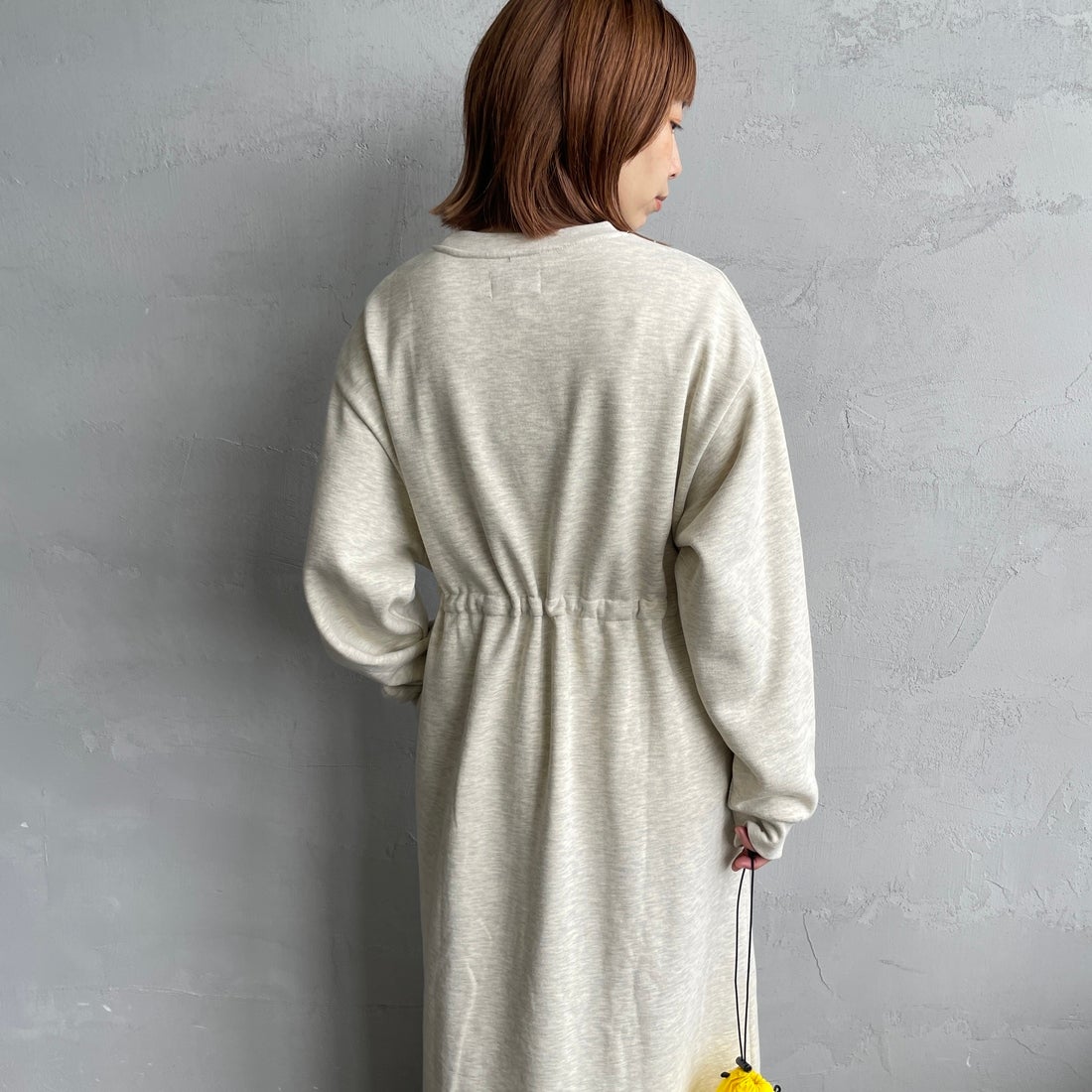 THE FOX [ザフォックス] ウエストドローコード スウェットワンピース [JFL25AW-07-JF] ASH GRY &&モデル身長：158cm 着用サイズ：M&&