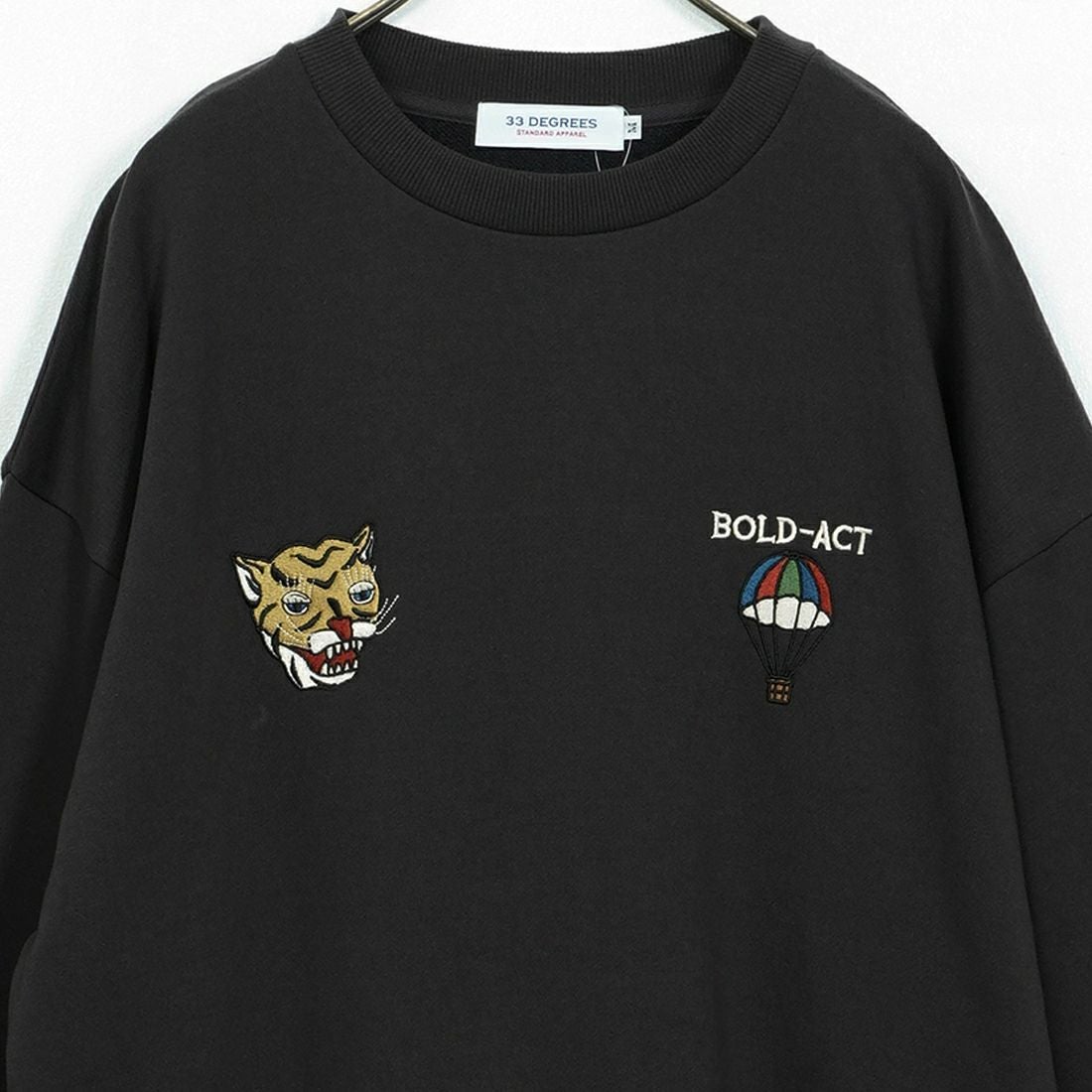 33Degrees [サーティスリーディグリーズ] 刺繍クルーネックスウェット [TDR-254-062] ﾄﾗ 02 CHR