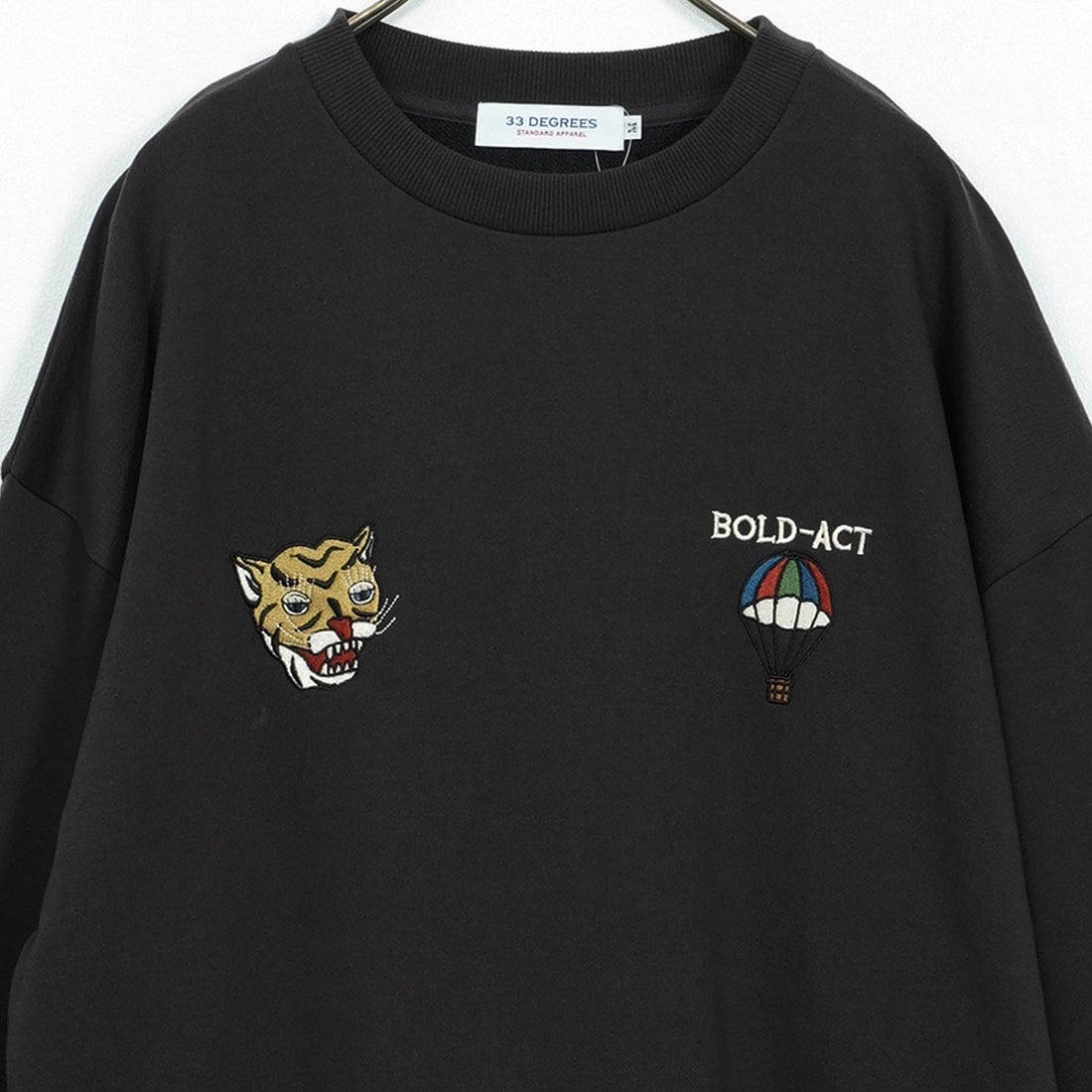 33Degrees [サーティスリーディグリーズ] 刺繍クルーネックスウェット [TDR-254-062] ﾄﾗ 02 CHR
