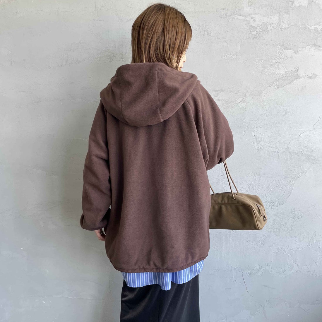 frostline [フロストライン] 別注 リバーシブルフードブルゾン [FL15-JK-IN5-JF] BROWN &&モデル身長：158cm 着用サイズ：M&&