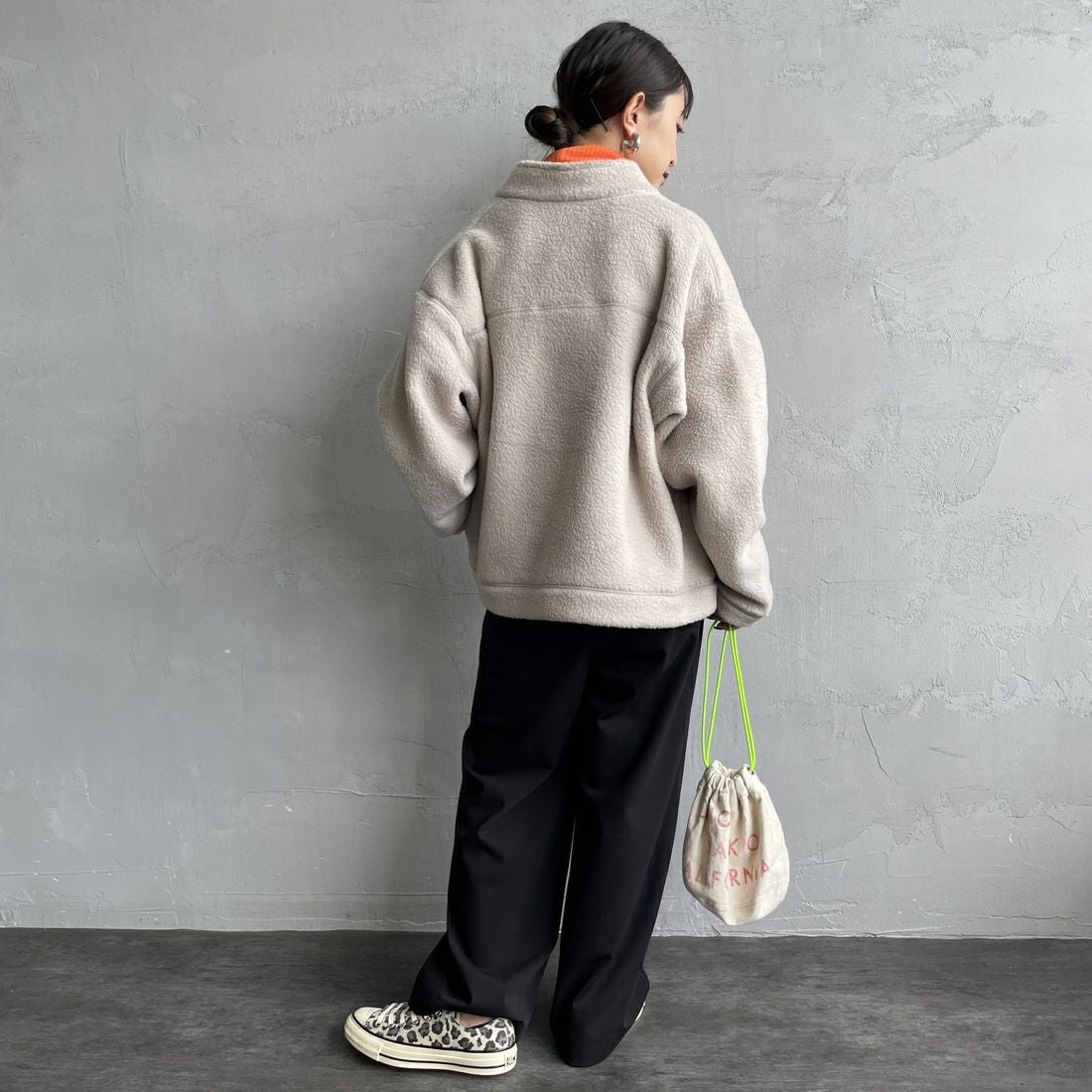 DANTON [ダントン] ダブルフェイスボア スタンドカラージャケット [DT-A0699WNN] BEIGE &&モデル身長：150cm 着用サイズ：M&&