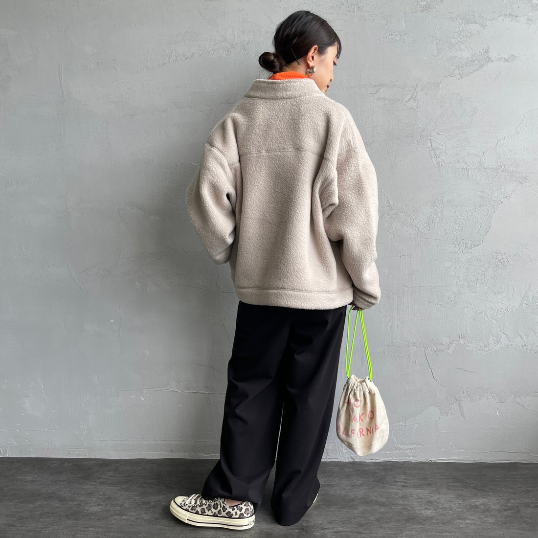 DANTON [ダントン] ダブルフェイスボア スタンドカラージャケット [DT-A0699WNN] BEIGE &&モデル身長：150cm 着用サイズ：M&&
