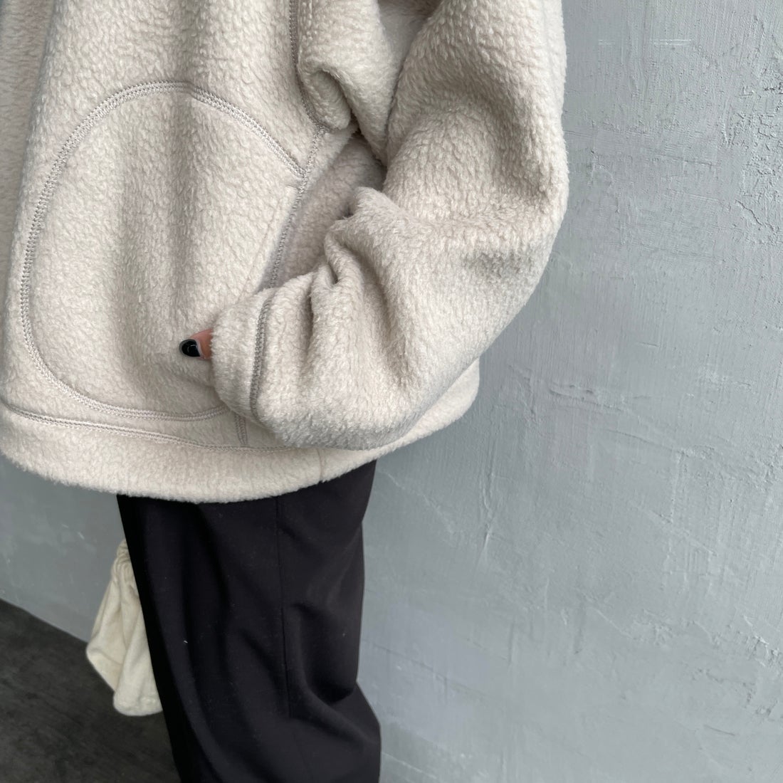 DANTON [ダントン] ダブルフェイスボア スタンドカラージャケット [DT-A0699WNN] BEIGE &&モデル身長：150cm 着用サイズ：M&&