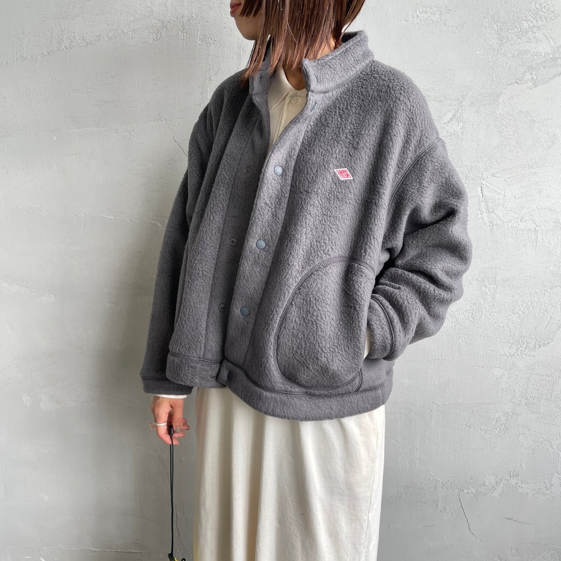 DANTON [ダントン] ダブルフェイスボア スタンドカラージャケット [DT-A0699WNN] CHARCOAL &&モデル身長：160cm 着用サイズ：M&&