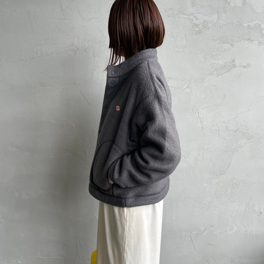 DANTON [ダントン] ダブルフェイスボア スタンドカラージャケット [DT-A0699WNN] CHARCOAL &&モデル身長：160cm 着用サイズ：M&&