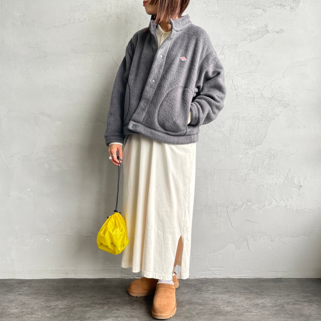 DANTON [ダントン] ダブルフェイスボア スタンドカラージャケット [DT-A0699WNN] CHARCOAL &&モデル身長：160cm 着用サイズ：M&&