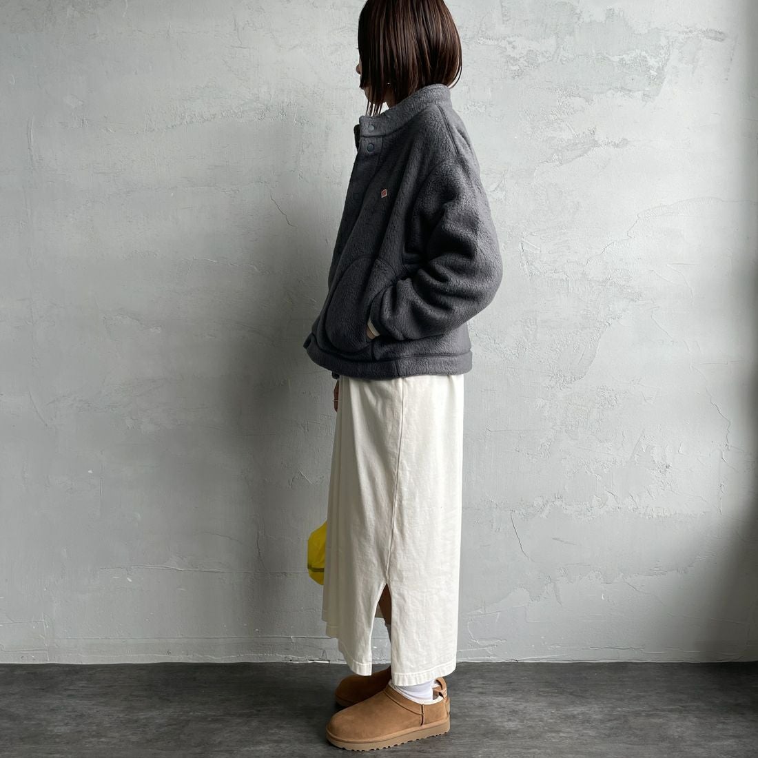 DANTON [ダントン] ダブルフェイスボア スタンドカラージャケット [DT-A0699WNN] CHARCOAL &&モデル身長：160cm 着用サイズ：M&&