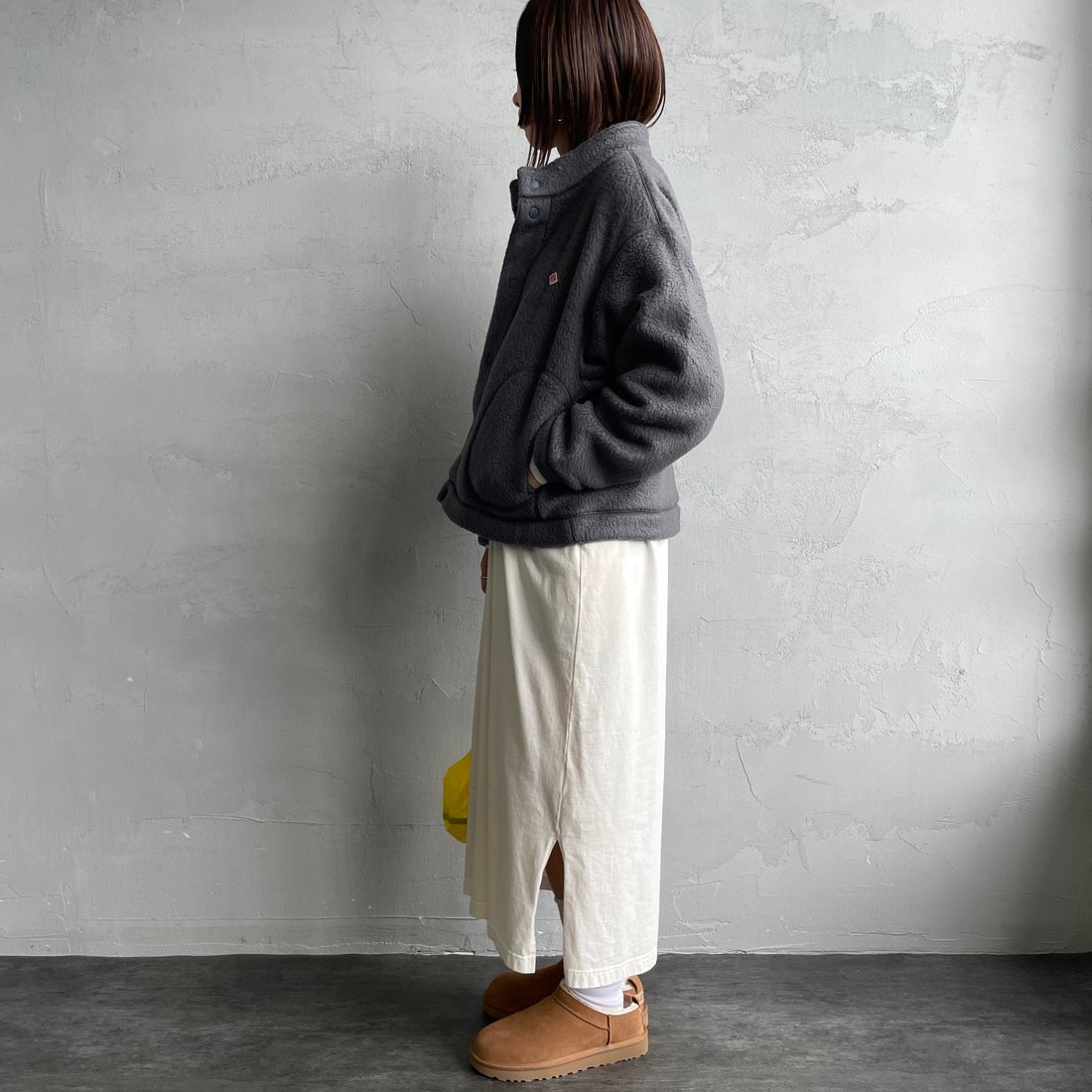 DANTON [ダントン] ダブルフェイスボア スタンドカラージャケット [DT-A0699WNN] CHARCOAL &&モデル身長：160cm 着用サイズ：M&&