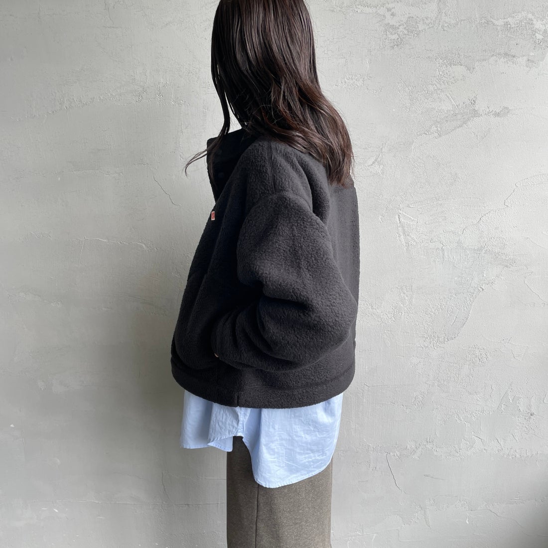 DANTON [ダントン] ダブルフェイスボア スタンドカラージャケット [DT-A0699WNN] BLACK &&モデル身長：160cm 着用サイズ：S&&