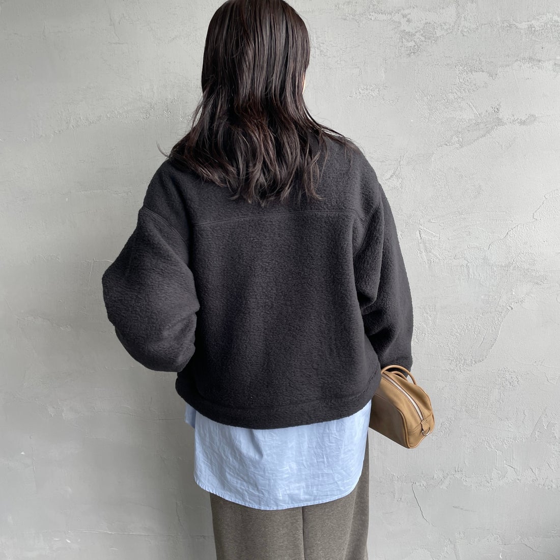 DANTON [ダントン] ダブルフェイスボア スタンドカラージャケット [DT-A0699WNN] BLACK &&モデル身長：160cm 着用サイズ：S&&