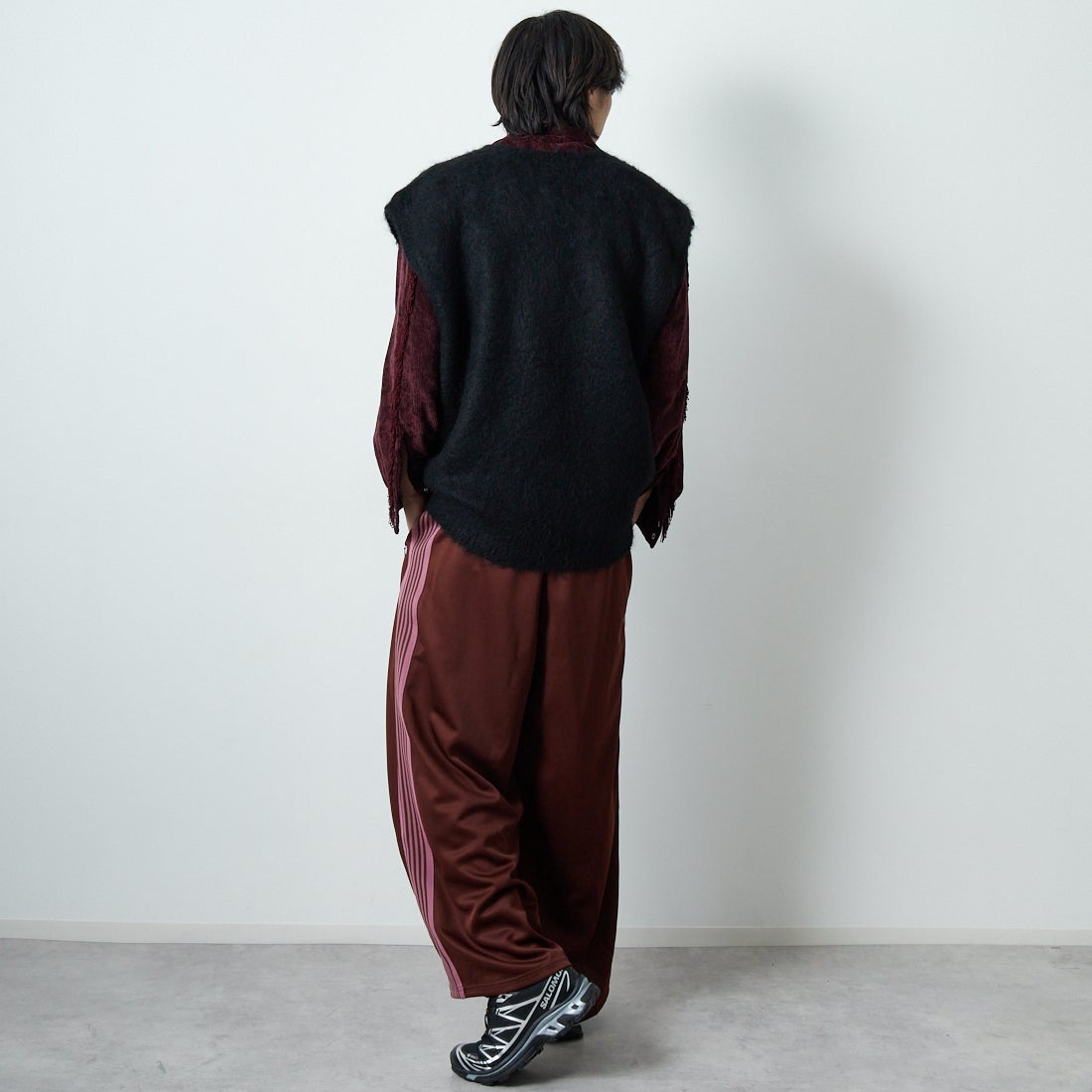 Needles [ニードルズ] モヘアニットベスト SOLID [RW359] C BLACK &&モデル身長：179cm 着用サイズ：M&&