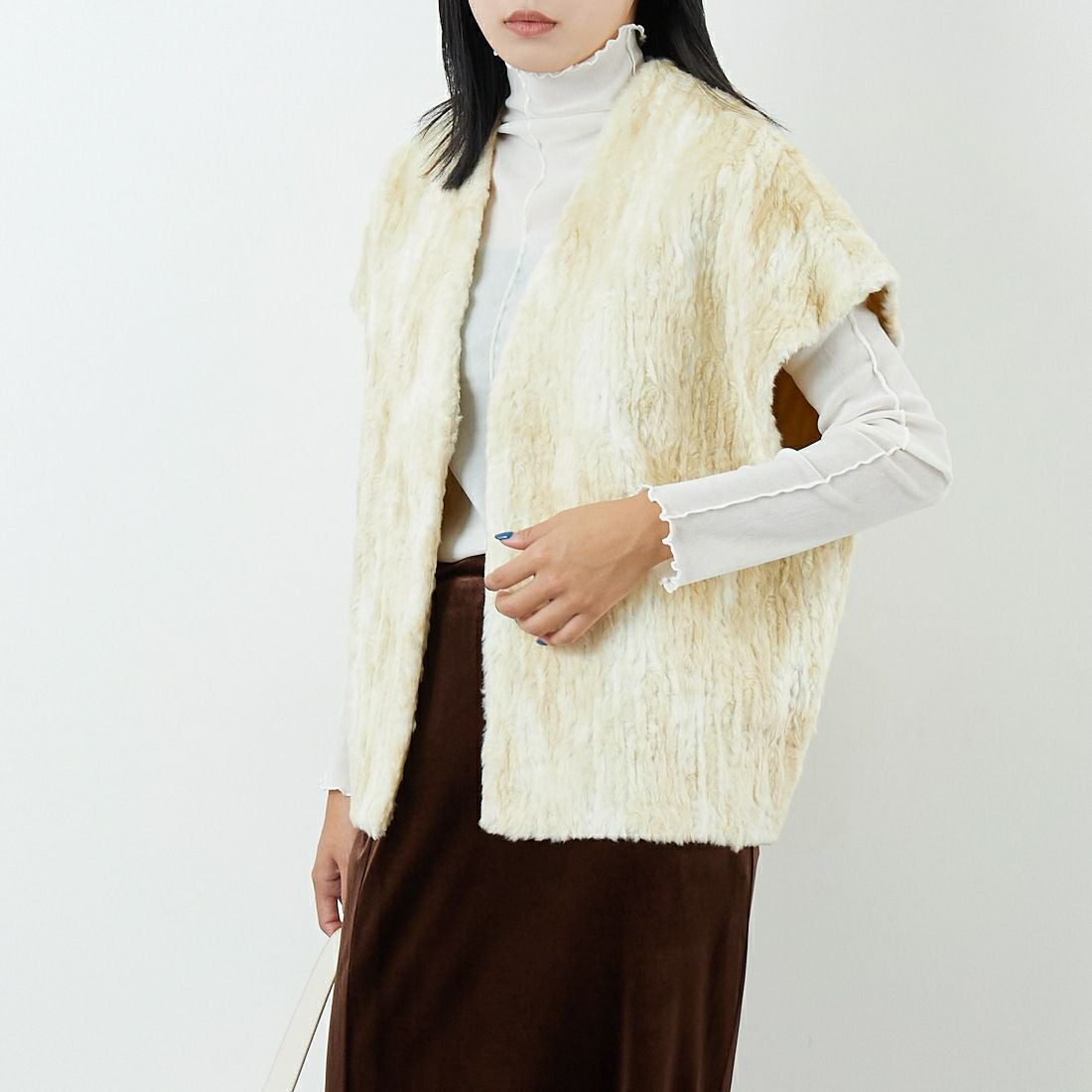 RhodolirioN [ロドリリオン] エコファー ボレロ [RV1033] NATURAL &&モデル身長：167cm 着用サイズ：ONE SIZE&&