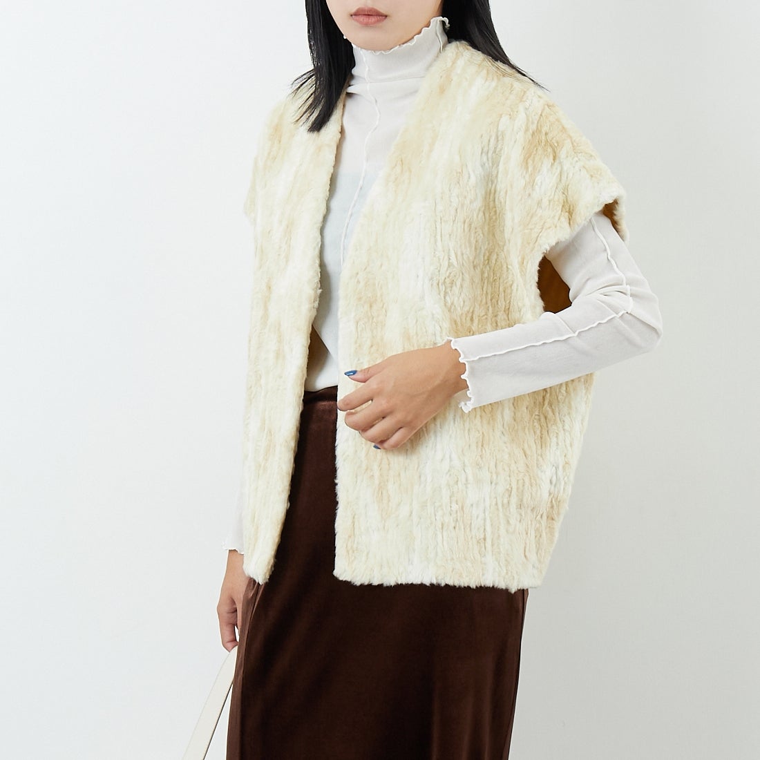 RhodolirioN [ロドリリオン] エコファー ボレロ [RV1033] NATURAL &&モデル身長：167cm 着用サイズ：ONE SIZE&&
