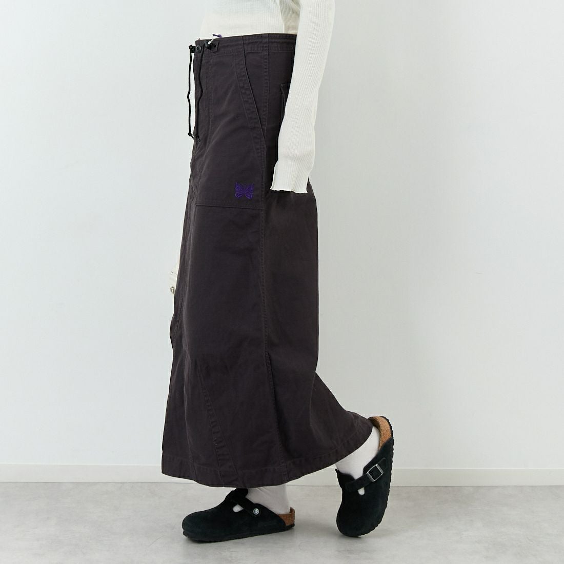 Needles [ニードルズ] ストリングファティーグスカート [RW218] B BLACK &&モデル身長：167cm 着用サイズ：1&&