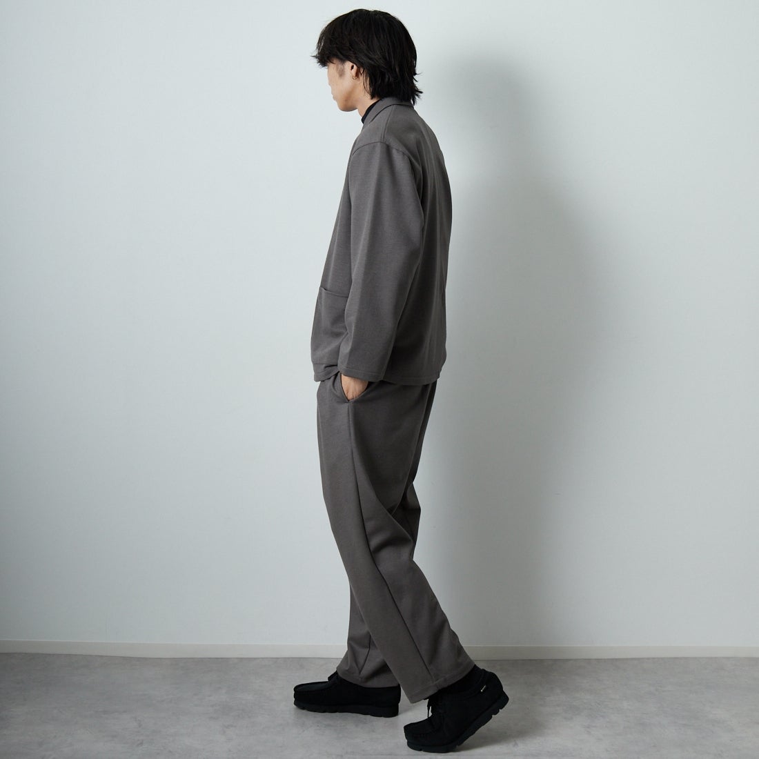 STILL BY HAND [スティルバイハンド] ウールジャージージャケット [CS03253] GREIGE &&モデル身長：179cm 着用サイズ：46&&