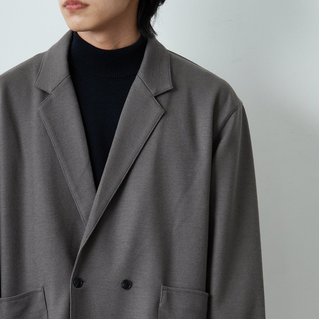 STILL BY HAND [スティルバイハンド] ウールジャージージャケット [CS03253] GREIGE &&モデル身長：179cm 着用サイズ：46&&