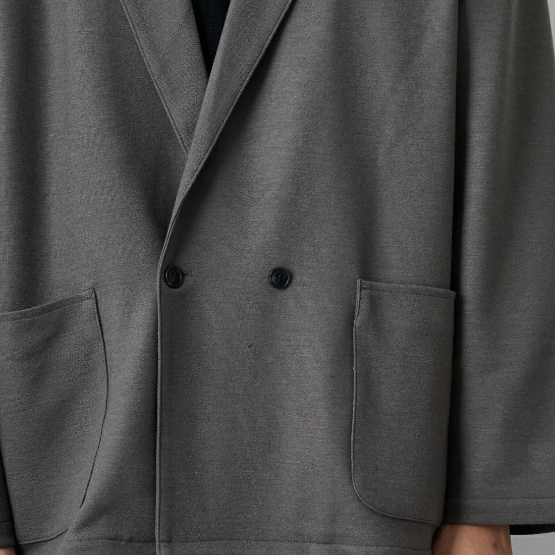 STILL BY HAND [スティルバイハンド] ウールジャージージャケット [CS03253] GREIGE &&モデル身長：179cm 着用サイズ：46&&