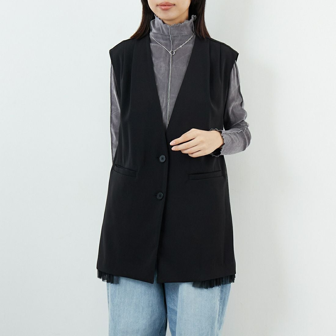 004 ﾌﾞﾗｯｸ&&モデル身長：162cm 着用サイズ：F&&