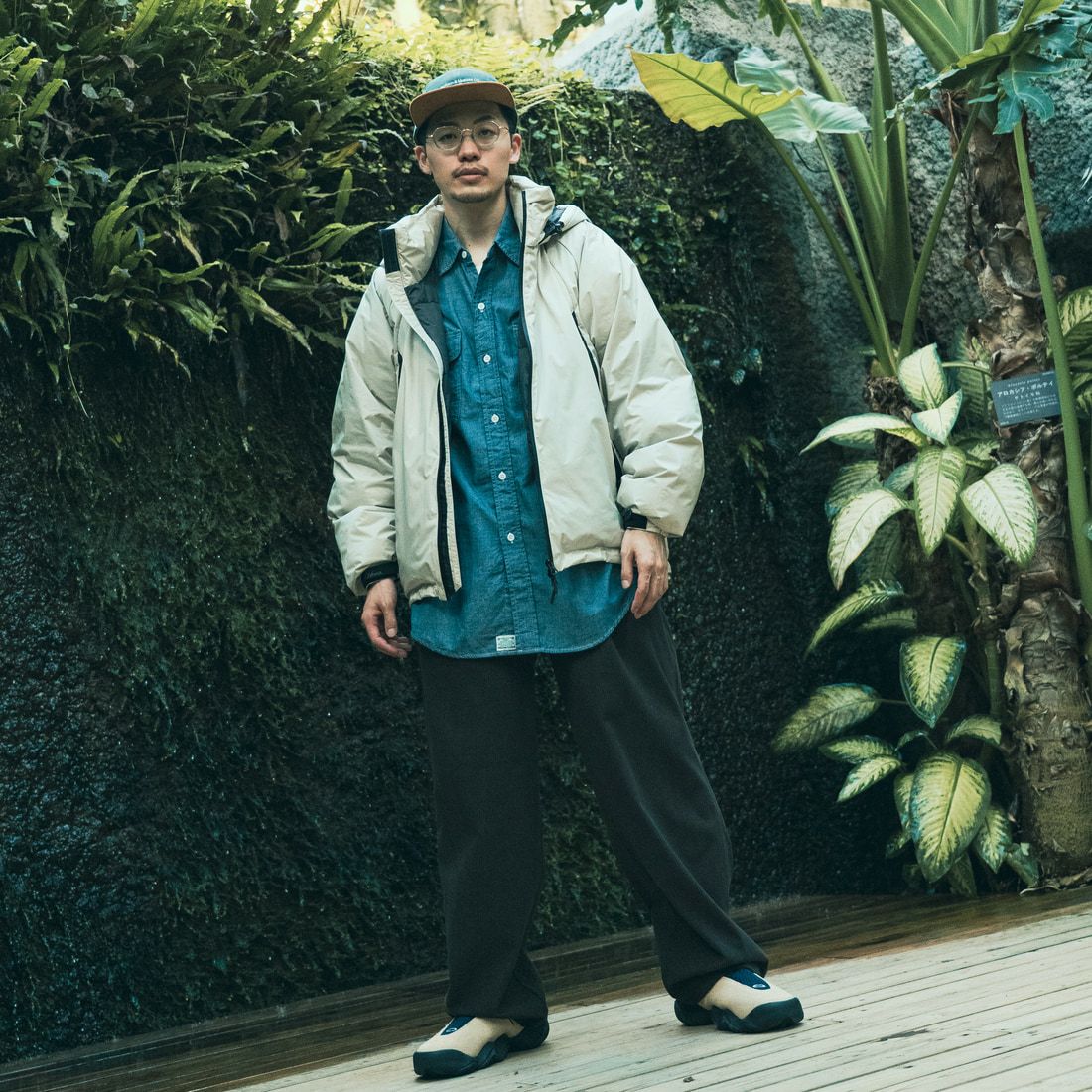 JEANSFACTORY × NANGA [ジーンズファクトリー × ナンガ] 別注 オーロラテックスダウンジャケット [JMP-254-030-JF] IVORY &&モデル身長：168cm 着用サイズ：L&&